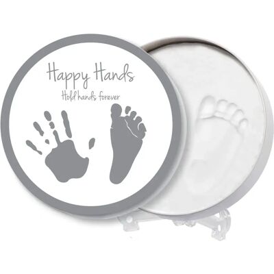 Kit de Empreintes de Mains et Pieds pour Bébé - Souvenir 3D - Boîte Ronde Compacte - Publicité Kit de Empreintes de Mains et Pieds pour Bébé - Souvenir 3D - Boîte Ronde Compacte - Publicité