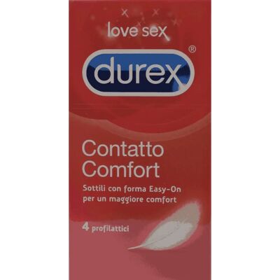 Durex Contatto Comfort - 4 Profilattici Sottili - Easy On - Protezione Contraccettiva Durex Contatto Comfort - 4 Profilattici Sottili - Easy On - Protezione Contraccettiva