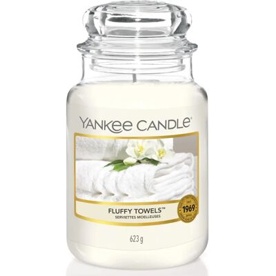 Yankee Candle Original Großer Glasvase Duftkerze - Fluffy Towels, 623g Yankee Candle Original Großer Glasvase Duftkerze - Fluffy Towels, 623g