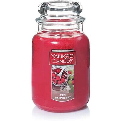 Yankee Candle Red Raspberry - Large Jar Candle with Natural Fibre Wick Yankee Candle Red Raspberry - Large Jar Candle with Natural Fibre Wick