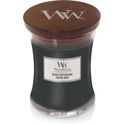 WoodWick Schwarz Pfefferkorn Mittelglas Wachs-Kerze - Duftkerze WoodWick Schwarz Pfefferkorn Mittelglas Wachs-Kerze - Duftkerze