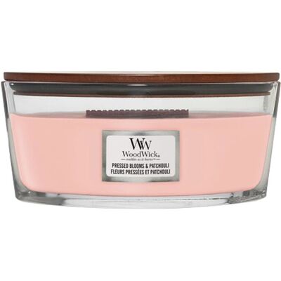 Świeca wosku WoodWick Pressed Blooms & Patchouli - Kwiatowa, Drewniany knot, 453g Świeca wosku WoodWick Pressed Blooms & Patchouli - Kwiatowa, Drewniany knot, 453g