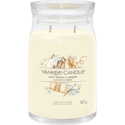 Yankee Candle Bougie en Cire Signature Ambre et Laine - Bougie - Publicité Yankee Candle Bougie en Cire Signature Ambre et Laine - Bougie - Publicité