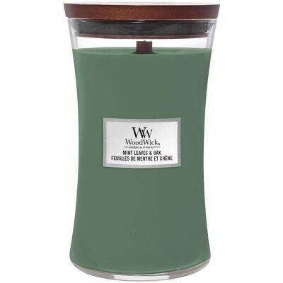Świeca zapachowa Mint Leaves & Oak od WoodWick - Duża, zielona, 609,5 g Świeca zapachowa Mint Leaves & Oak od WoodWick - Duża, zielona, 609,5 g