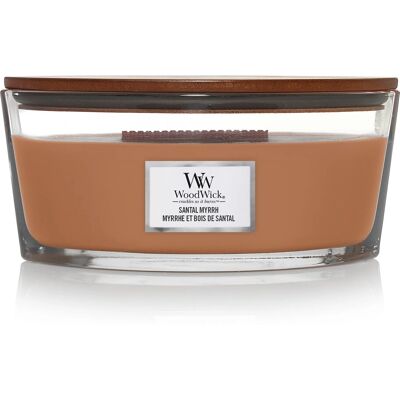 WoodWick Santal Myrrh Candle - Ellipse Amber Lemon Wood Brown - Candle WoodWick Santal Myrrh Candle - Ellipse Amber Lemon Wood Brown - Candle
