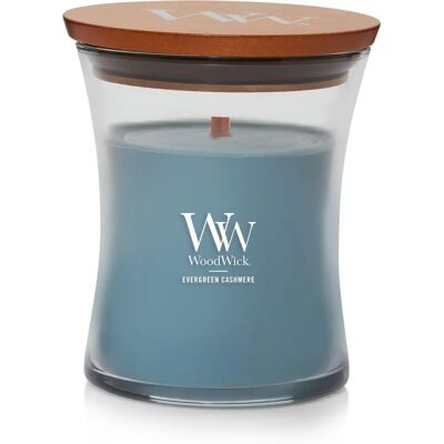 Lumină parfumată WoodWick Evergreen Cashmere - 610g - Arome pentru casă Lumină parfumată WoodWick Evergreen Cashmere - 610g - Arome pentru casă