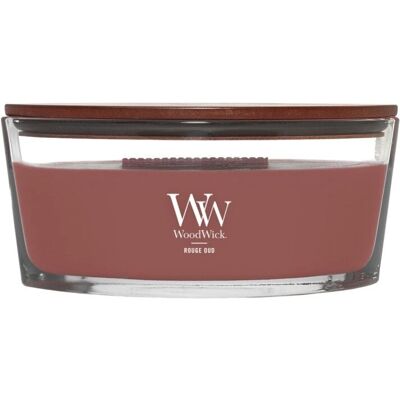WoodWick Rouge Oud viaszgyertya - Hosszú ideig tartó illat, Csattogó, Üveg ellipszis dizájn WoodWick Rouge Oud viaszgyertya - Hosszú ideig tartó illat, Csattogó, Üveg ellipszis dizájn