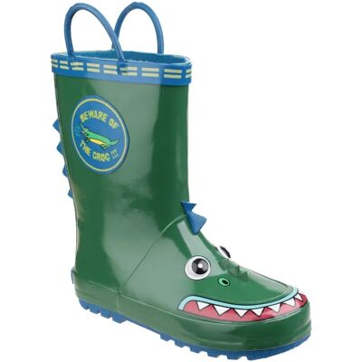 Cotswold Puddle Kinder Gummlaarzen - Krokodil Fles Groen Cotswold Puddle Kinder Gummlaarzen - Krokodil Fles Groen