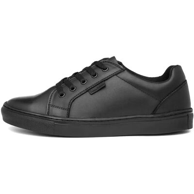 Hush Puppies Sam Leather School Shoes Black - School Shoes Hush Puppies Sam Leather School Shoes Black - School Shoes