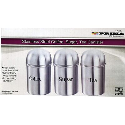 Prima Stainless Steel Canisters - 3pc Kitchen Set Prima Stainless Steel Canisters - 3pc Kitchen Set