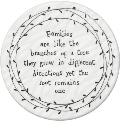 East of India Leaf Coaster Families are like the branches of a tree White - Coaster East of India Leaf Coaster Families are like the branches of a tree White - Coaster