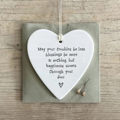 East of India Porcelain Heart - Less Troubles, More Happiness - Decor East of India Porcelain Heart - Less Troubles, More Happiness - Decor