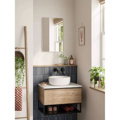 HiB Fusion Curve Bathroom Mirror - Matt White HiB Fusion Curve Bathroom Mirror - Matt White