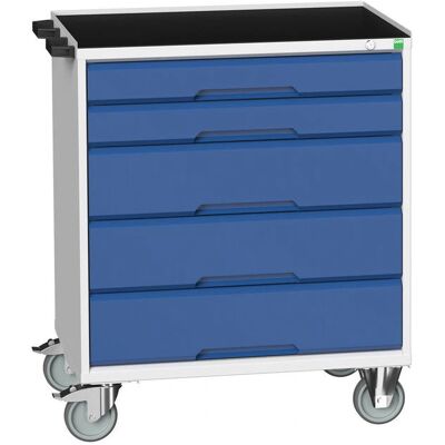 Bott Verso Mobile Cabinet - Stahl, 5 Schubladen, Hellgrau & Blau Bott Verso Mobile Cabinet - Stahl, 5 Schubladen, Hellgrau & Blau