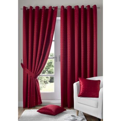Livinluxury Madi Red Fully Lined Eyelet Curtains - Curtains Livinluxury Madi Red Fully Lined Eyelet Curtains - Curtains