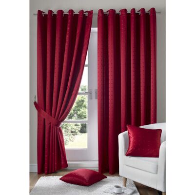 Livinluxury Madi Red Eyelet Curtains - Curtains Livinluxury Madi Red Eyelet Curtains - Curtains
