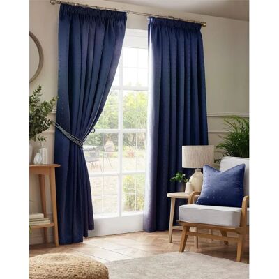 Livinluxury Madi Fully Lined Navy Curtains Livinluxury Madi Fully Lined Navy Curtains
