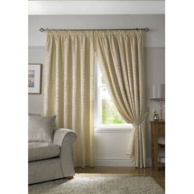 Livinluxury Tivolia Cream Curtains - Fully Lined, Trailing Floral Jacquard - 168x229cm Livinluxury Tivolia Cream Curtains - Fully Lined, Trailing Floral Jacquard - 168x229cm