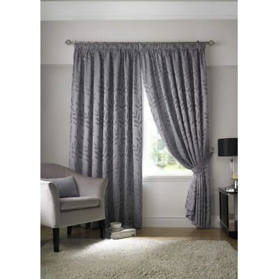 Livinluxury Tivolia Fully Lined Pencil Pleat Curtains - Pair - Including Free Tie Backs Silver 168cm x 183cm Livinluxury Tivolia Fully Lined Pencil Pleat Curtains - Pair - Including Free Tie Backs Silver 168cm x 183cm
