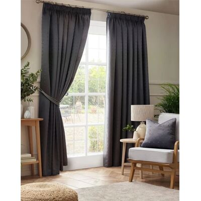 Livinluxury Madi Charcoal Fully Lined Pencil Pleat Curtains - Curtains Livinluxury Madi Charcoal Fully Lined Pencil Pleat Curtains - Curtains
