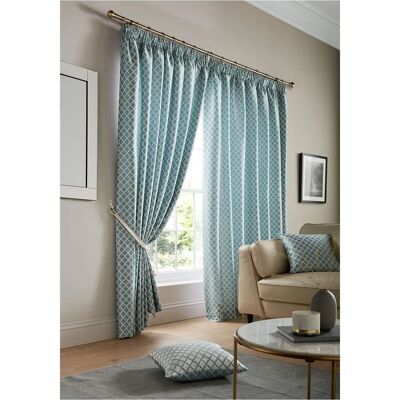 Alan Symonds Cotswold Fully Lined Teal Pencil Pleat Curtains - Curtains Alan Symonds Cotswold Fully Lined Teal Pencil Pleat Curtains - Curtains