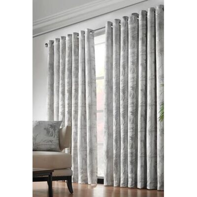 Livinluxury Fiji Fully Lined Eyelet Curtains Pair Silver - Eyelet Curtains Livinluxury Fiji Fully Lined Eyelet Curtains Pair Silver - Eyelet Curtains