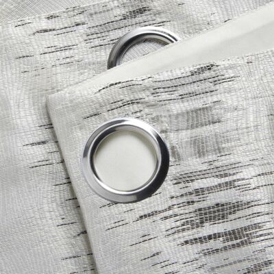 Livinluxury Silver Reflection Fully Lined Eyelet Curtain Pair - Curtains Livinluxury Silver Reflection Fully Lined Eyelet Curtain Pair - Curtains