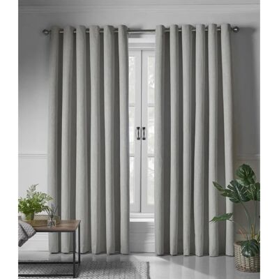 Livinluxury Blackout Linen Look Eyelet Ring Top Curtains - Pair Slate 110x182cm Livinluxury Blackout Linen Look Eyelet Ring Top Curtains - Pair Slate 110x182cm