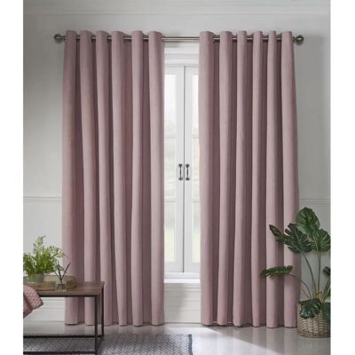Livinluxury Blush Blackout Linen Look Eyelet Ring Top Curtains - Curtain Type Livinluxury Blush Blackout Linen Look Eyelet Ring Top Curtains - Curtain Type