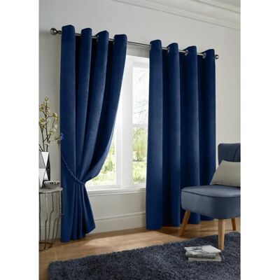 Velvet - Triple Woven Eyelet - Navy - Curtains Velvet - Triple Woven Eyelet - Navy - Curtains