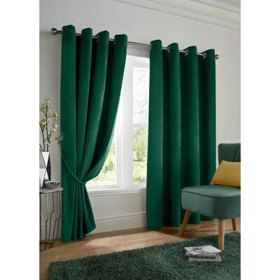 Velvet - Triple Woven Eyelet Ready-Made - Blackout - Green - Curtains Velvet - Triple Woven Eyelet Ready-Made - Blackout - Green - Curtains