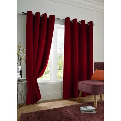 Unknown - Velvet Triple Woven Eyelet - Red - Curtains Unknown - Velvet Triple Woven Eyelet - Red - Curtains