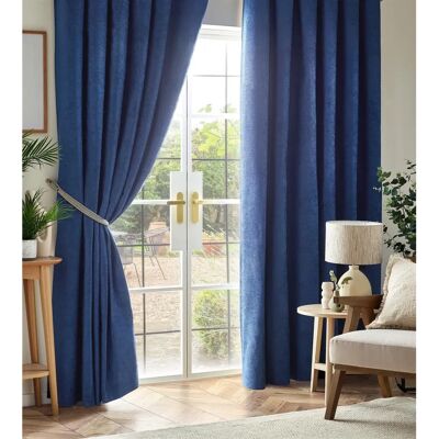 Chenille - Triple Woven Ready Made - Blue - Curtains Chenille - Triple Woven Ready Made - Blue - Curtains
