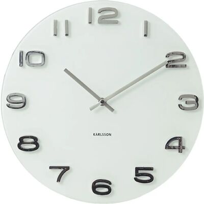 Karlsson Weiß Vintage Runder Glashaus Uhr - Wanduhr Karlsson Weiß Vintage Runder Glashaus Uhr - Wanduhr