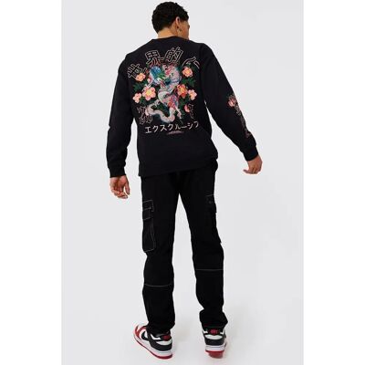 boohooman XS Oversize Sweatshirt - Floral Dragon Print - Sweatshirt boohooman XS Oversize Sweatshirt - Floral Dragon Print - Sweatshirt