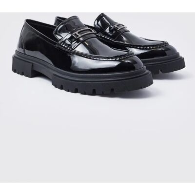boohooman Herren Klobige Lack-Loafer - Schwarz - 46 - Slipper boohooman Herren Klobige Lack-Loafer - Schwarz - 46 - Slipper