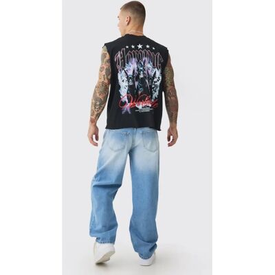 Boohooman Herren Locker Jeans mit Doppelbund - Hellblau - 34R Boohooman Herren Locker Jeans mit Doppelbund - Hellblau - 34R