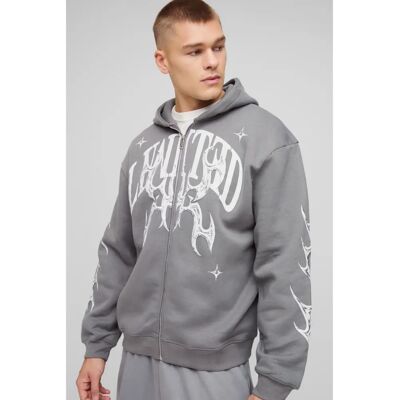 boohooman Herren Oversize Hoodie mit Limitdruck - Grau - S boohooman Herren Oversize Hoodie mit Limitdruck - Grau - S