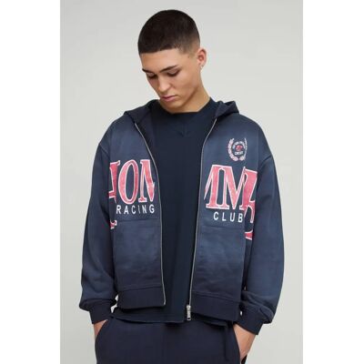 BoohooMAN - Oversize Zip Hoodie - Blue - M - Hoodie BoohooMAN - Oversize Zip Hoodie - Blue - M - Hoodie
