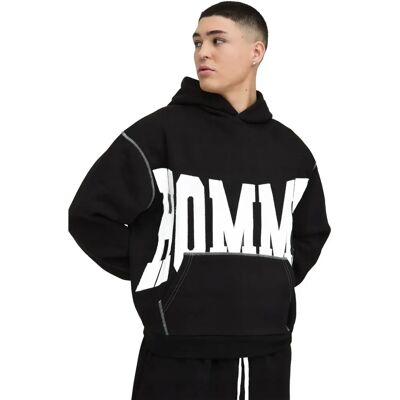 boohooMAN Kastiger Oversize Twill-Hoodie - Czarny - M - hoodie boohooMAN Kastiger Oversize Twill-Hoodie - Czarny - M - hoodie