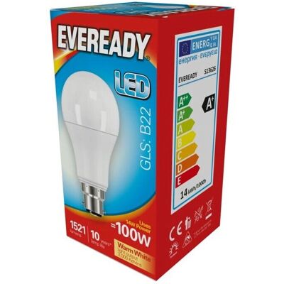 Eveready - LED GLS 14W 1521lm - 3000K - B22 - Light bulb Eveready - LED GLS 14W 1521lm - 3000K - B22 - Light bulb