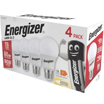 Energizer - Ampoule LED - Blanc Chaud - E27 - 806 lm - 8.2W - Publicité Energizer - Ampoule LED - Blanc Chaud - E27 - 806 lm - 8.2W - Publicité