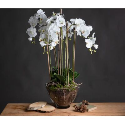 Four Candle White Orchid Faux Plant - Artificial Orchid Decor Four Candle White Orchid Faux Plant - Artificial Orchid Decor