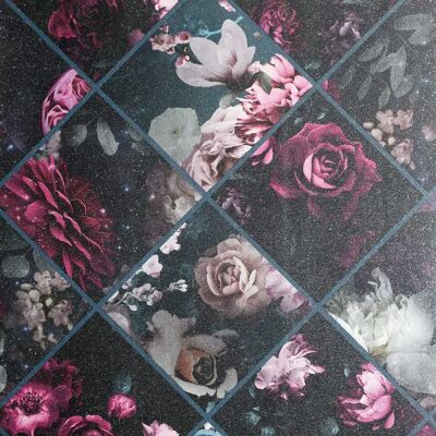 Arthouse Plum / Teal Floral Collage Wallpaper - Wallpaper Arthouse Plum / Teal Floral Collage Wallpaper - Wallpaper