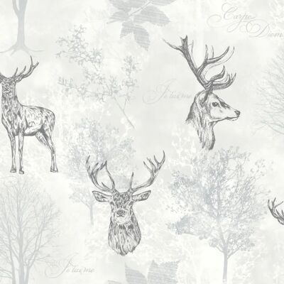 Arthouse Etched Stag Mono Wallpaper - Wallpaper Arthouse Etched Stag Mono Wallpaper - Wallpaper
