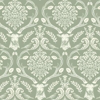 Arthouse Stag Damask Sage Green Wallpaper - Wallpaper Arthouse Stag Damask Sage Green Wallpaper - Wallpaper