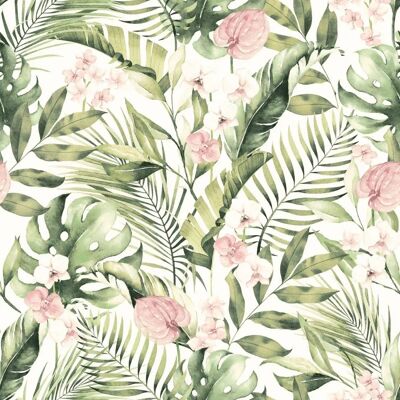 Arthouse Tropical Floral Pink Green Wallpaper - Wallpaper Arthouse Tropical Floral Pink Green Wallpaper - Wallpaper