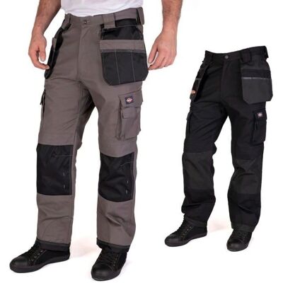 Pantalon de travail Lee Cooper pour homme - Multi & Holster Pocket Genouillères - Gris/Noir Pantalon de travail Lee Cooper pour homme - Multi & Holster Pocket Genouillères - Gris/Noir