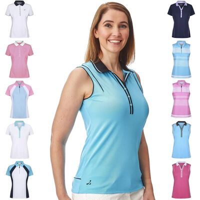 Under Par Rosa/Blanco Camiseta de Golf sin Mangas - Polo de Golf Under Par Rosa/Blanco Camiseta de Golf sin Mangas - Polo de Golf
