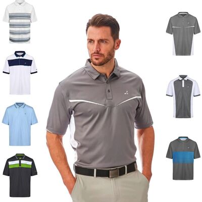 Under Par Męski Golf Polo - Panel Kontrastowy, Wydajność, Krótki rękaw Under Par Męski Golf Polo - Panel Kontrastowy, Wydajność, Krótki rękaw